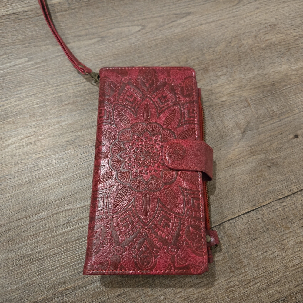 Floral Embossed Red Women's Wallet
